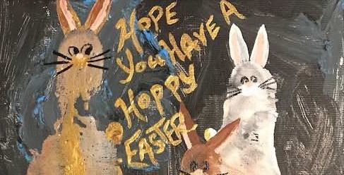 Easter Bunnies Hand and Footprint Door Sign