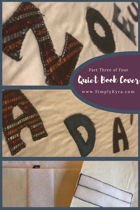 Create your own quiet book cover. This is part three of my four part series on making the cover. This post goes over readying the cover fabric with the velcro and strap attachment, handles, and any appliqué you want to add.
