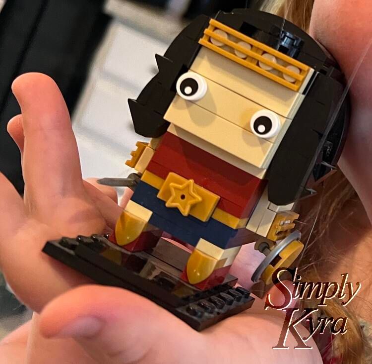 Closeup image of the slightly dusty Wonder Woman™ BrickHeadz™ years later. 