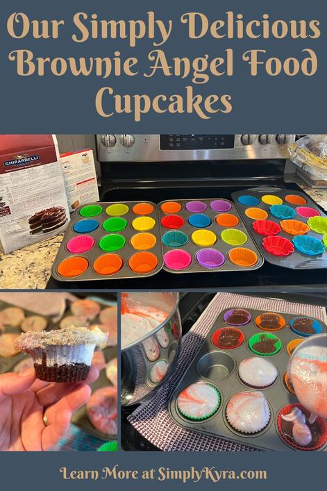 Pinterest-create image showing this post's title, my main URL to learn more, and three images of the cupcakes before, in progress, and after. All three images can also be found below.