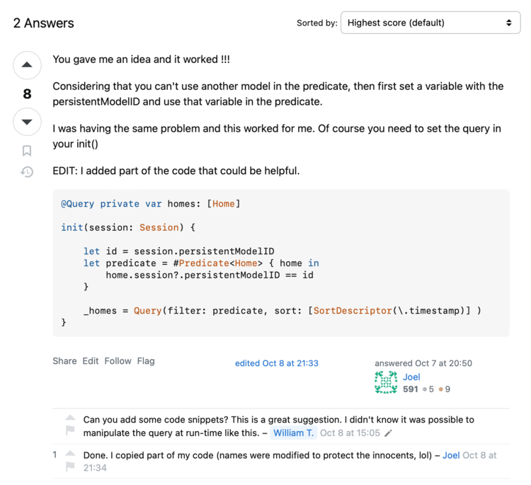 Image shows the follow up answer on the Stack Overflow. 