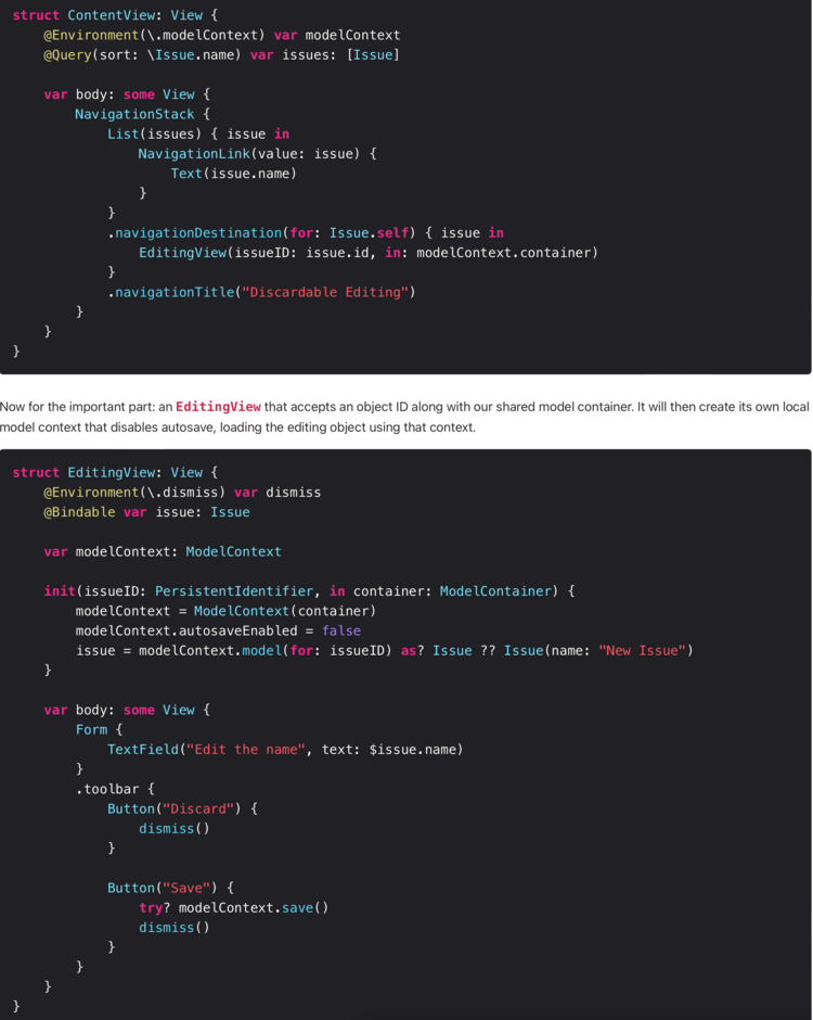 SwiftData: Solving Fatal Errors and EXC_BAD_ACCESS While Handling Entities on Different Threads