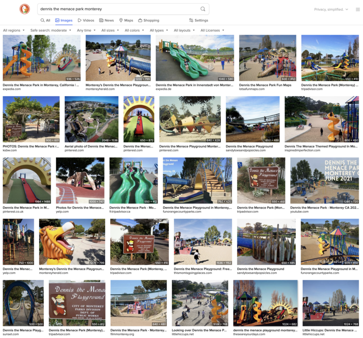 An assortment of images are shown all featuring different playground equipment. 