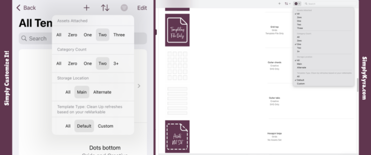 Image shows the filtering on iOS (left) and macOS (right).