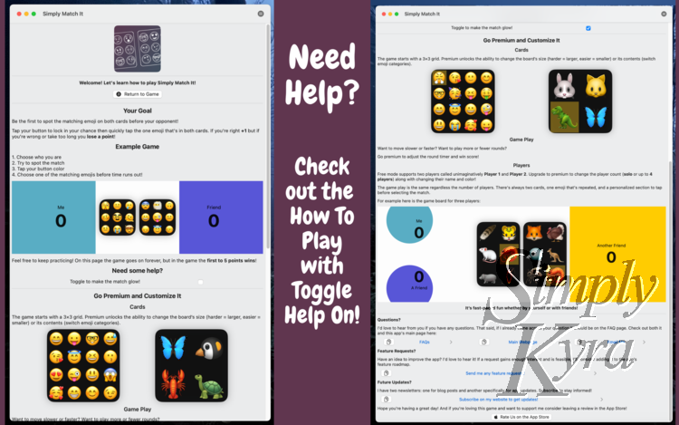 Image shows the Mac version of the how to play. There's two images but in reality it's scrollable.
