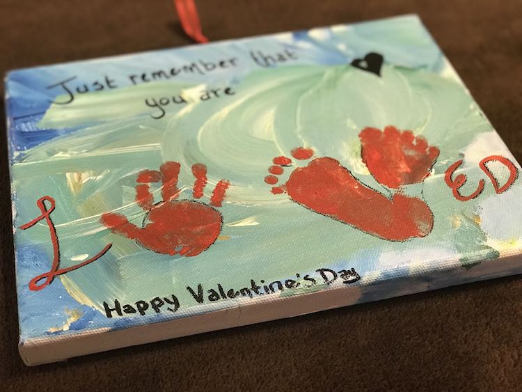 Valentine's Day "Loved" Handprint and Footprint Door Sign