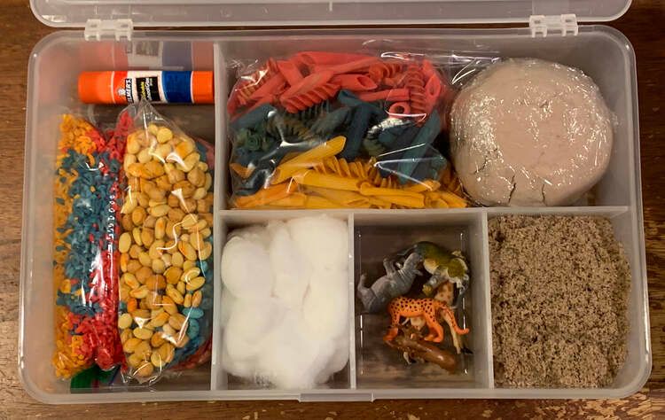 Mini Sensory Bin w/ Kinetic Sand (+ Printables) - Somewhat Simple