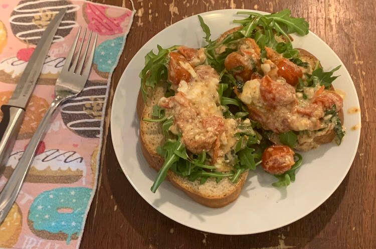 Simple and Incredible Baked Feta Bruschetta on Toast