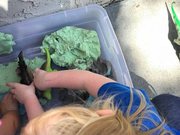 Dinosaur Footprints Sensory Bin