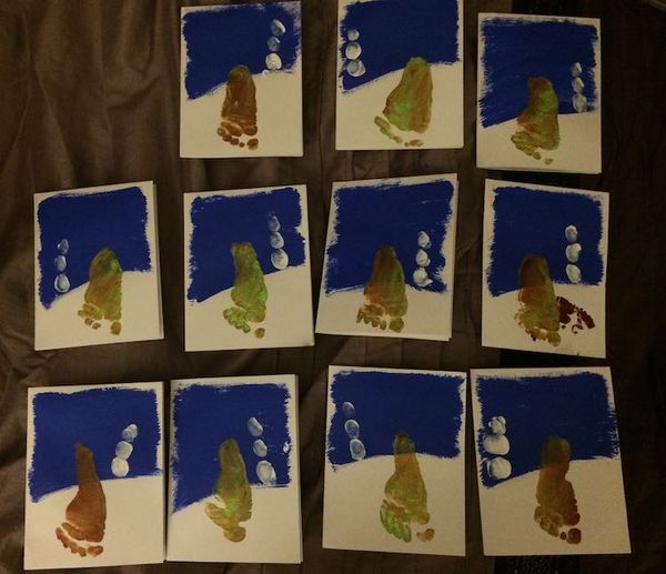 Footprint and Fingerprint Christmas Cards