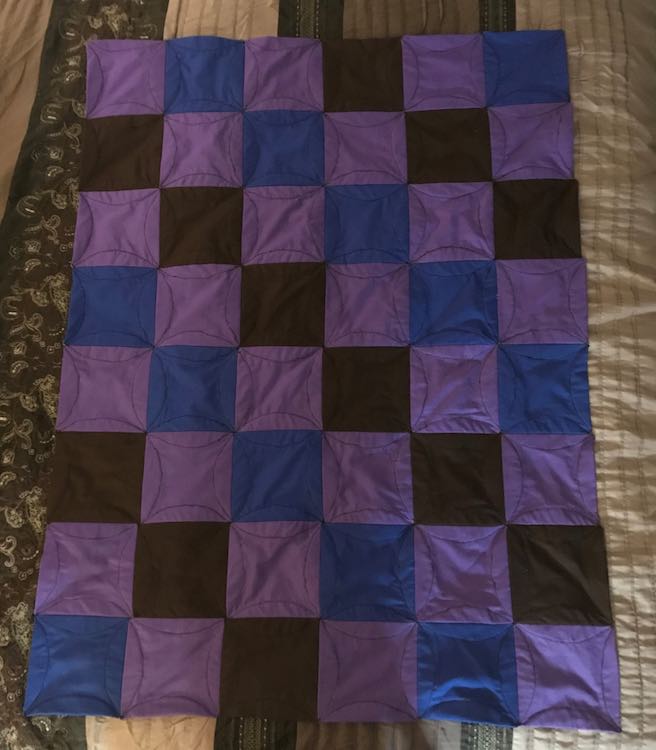 Overhead shot of the back of the quilt.