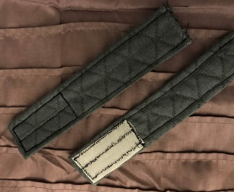 Velcro sewn onto the strap closures.