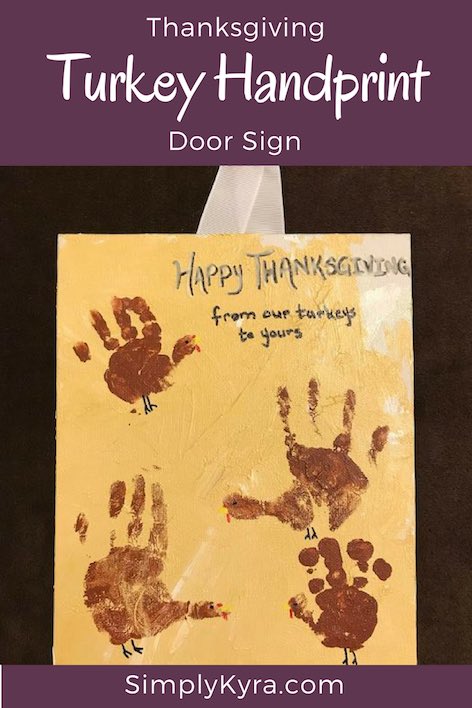 Save your turkey's cute little handprint with a fun turkey-centered art activity. Add a ribbon to your canvas to make it something you can pull out and reminisce over year after year!