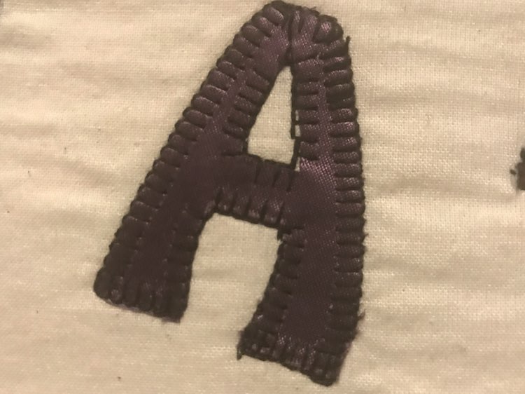 Closeup of the second ‘A’ in Ada’s applique.