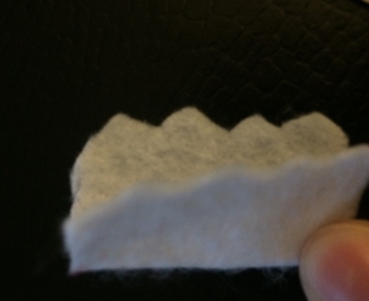 For the top of the toothbrush I ended up folding the felt over first so it would seem more 'bristly'.