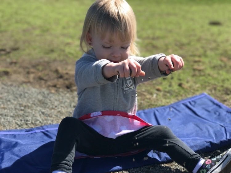 The picnic blanket was helpful even when mostly folded when Ada wanted to sit near a duck infested pond... then I only had to clean her hands afterwards.