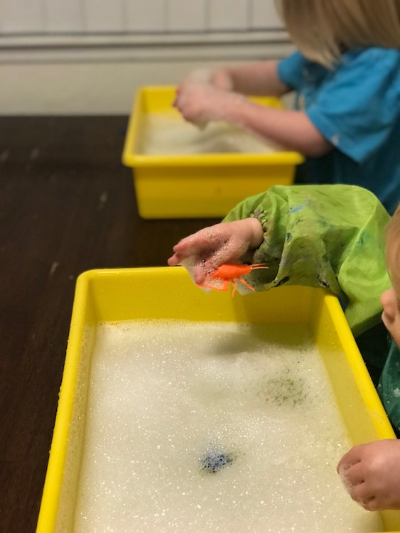 Mesmerizing dish soap bubbles.