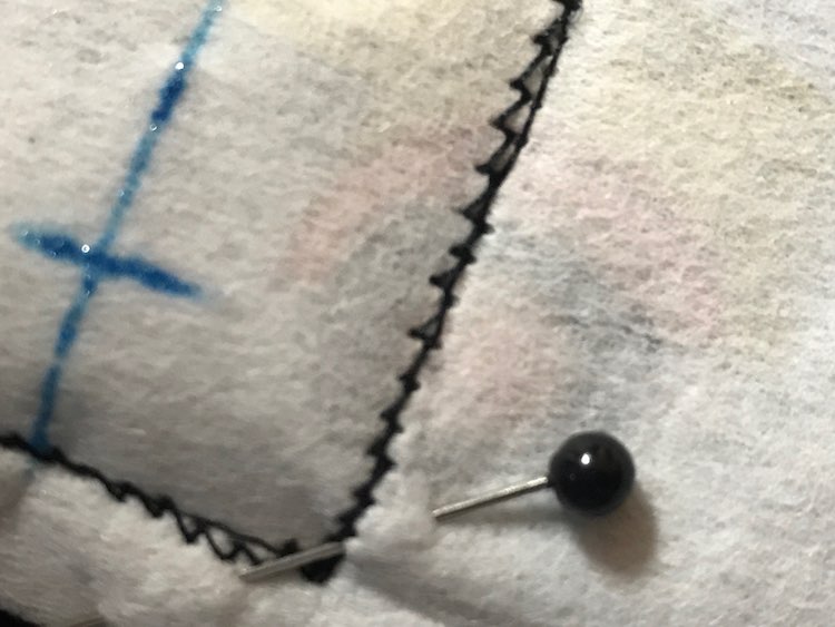 Used a sewing pin to stop myself from cutting into my stitches.