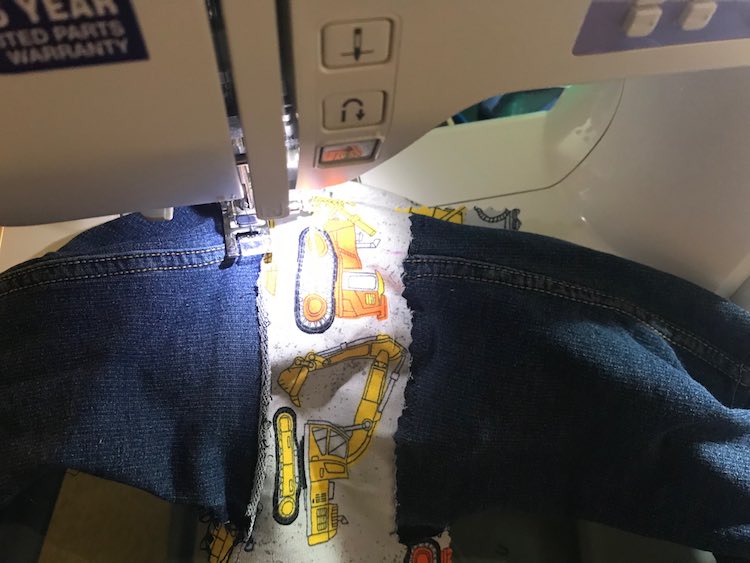 While attaching the bottom of the pants I made sure to line up the inseams and started sewing from that point (the middle) and sew outward to the side.
