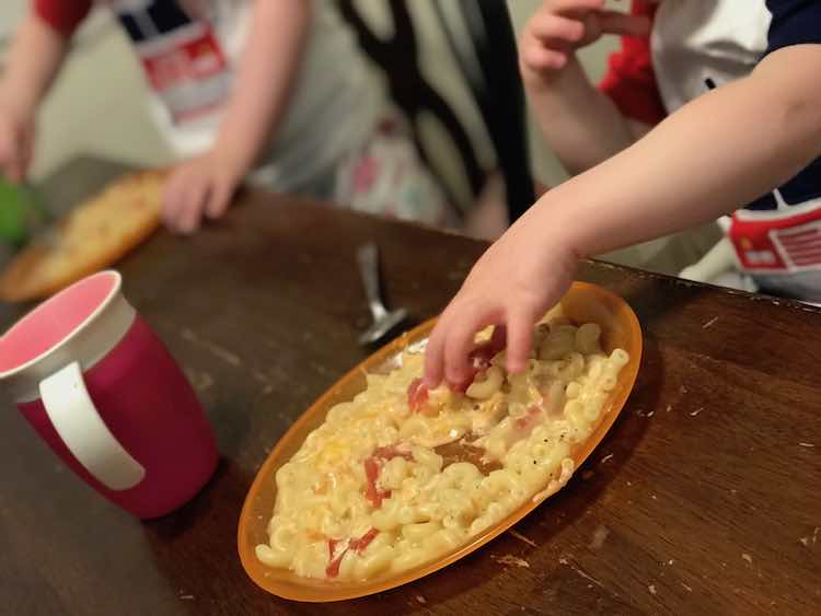 One of my kids' favorite meals is pasta, tomato, and cheese.