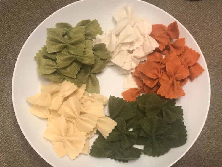 Finished farfalle (bow-tie) pasta!