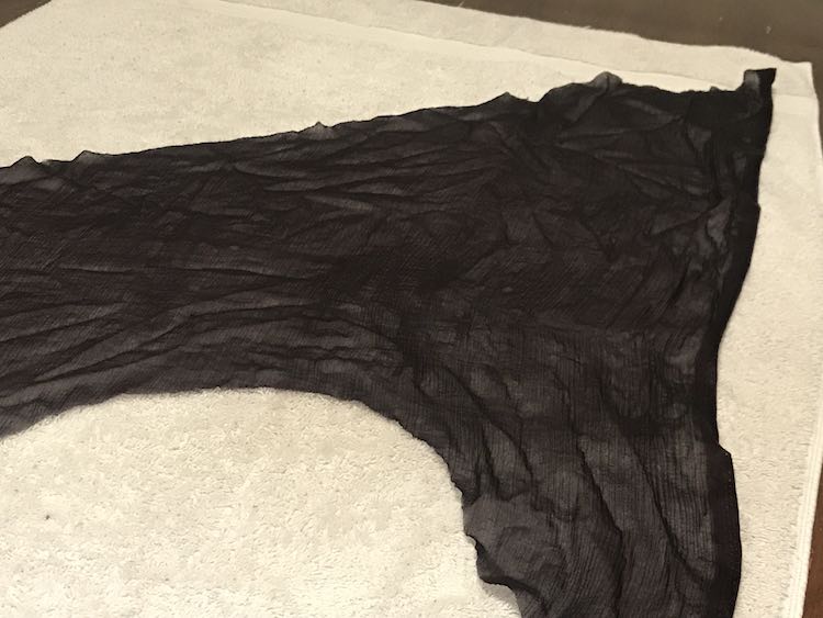 Squeeze out your chiffon your chiffon and lay it flat on a towel to dry. I left it overnight on the kitchen table while the kids were sleeping.