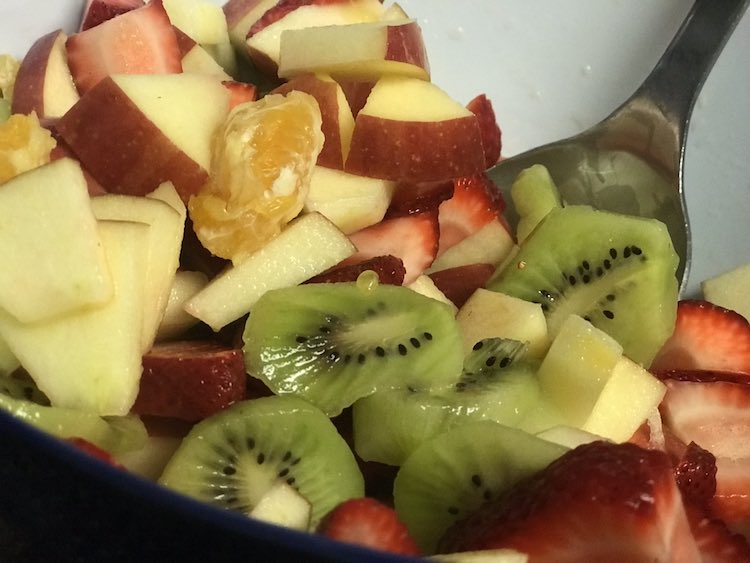 And mix all the cut up fruit together in a bowl.