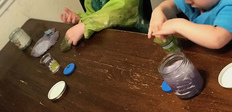 This idea came about after the kids played with slime and wanted to wash their slime toys.