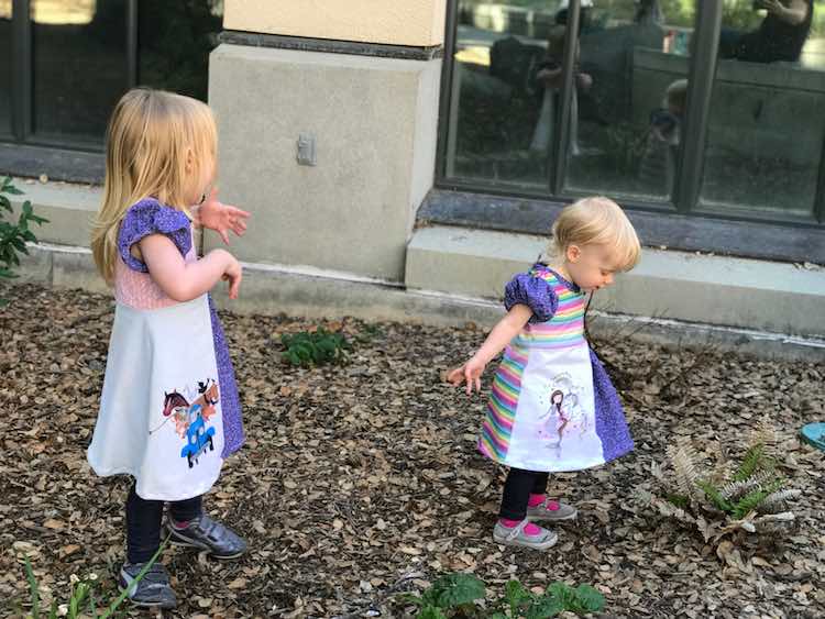 Walking through the leaves.