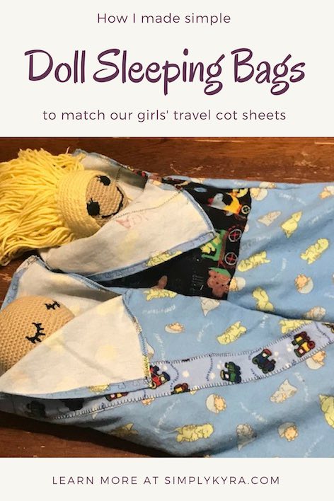 Did you want something a little bit extra when traveling to a hotel or camping out? Does your child have a doll they love to carry around and change? I created simple sleeping bags for my daughters' favorite bedtime dolls.