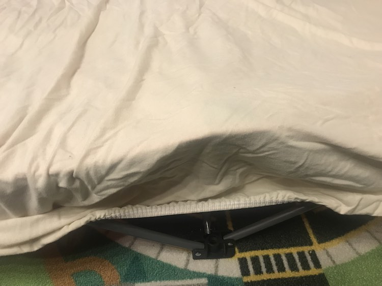 Just in case I put a crib fitted sheet over the cot and it was a bit too big.