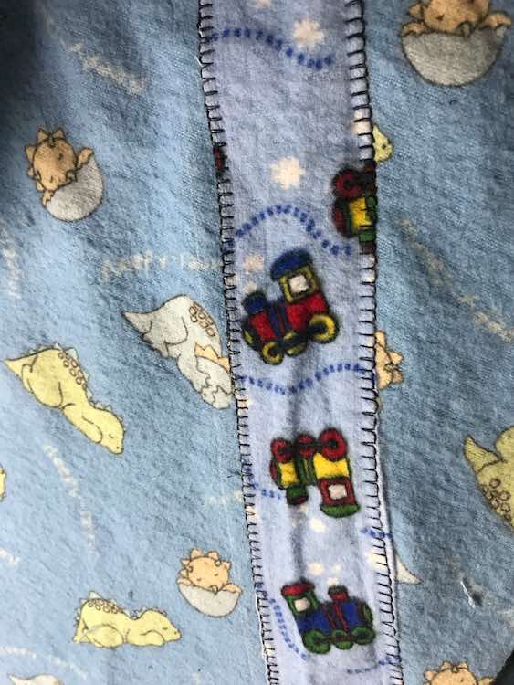 Top of a sewn on strip.