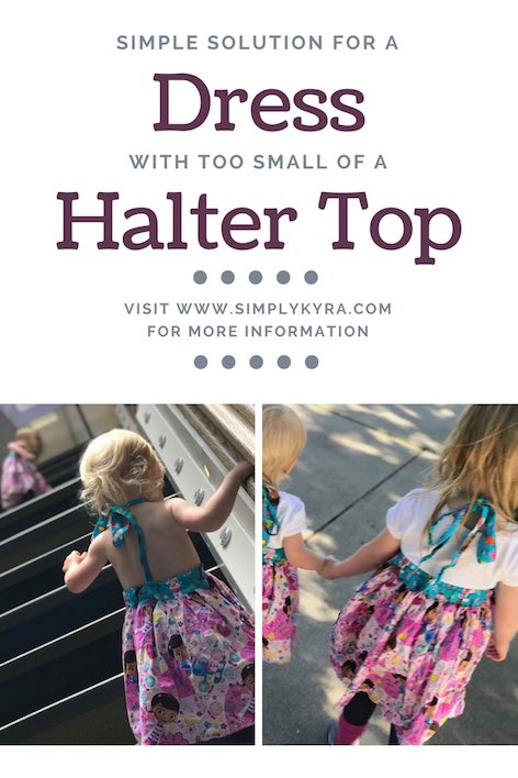 Have you ever had a halter top or halter dress that you wondered might be a tad bit too small or large for you kids? Why not fix it with a simple shirt?