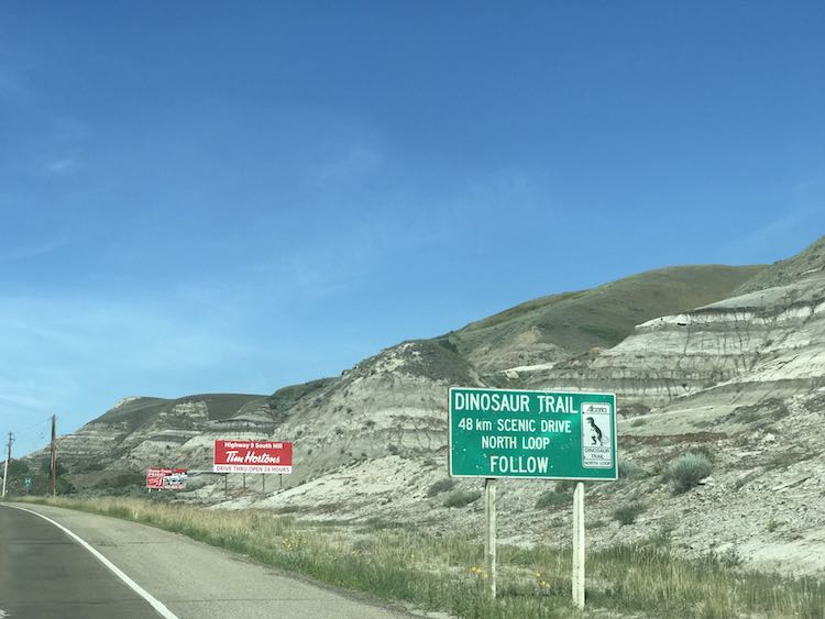 Saw the sign for Dinosaur Trail while heading from Drumheller to the Royal Tyrrell Museum.