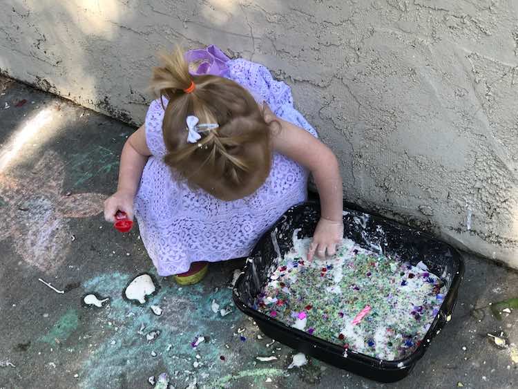 Of course if you have a colored rice station it may just get mixed in, but that could be a planned sensory activity all on it's own too.