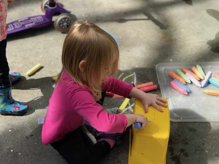 New sidewalk chalk... why not flip the box and color that!