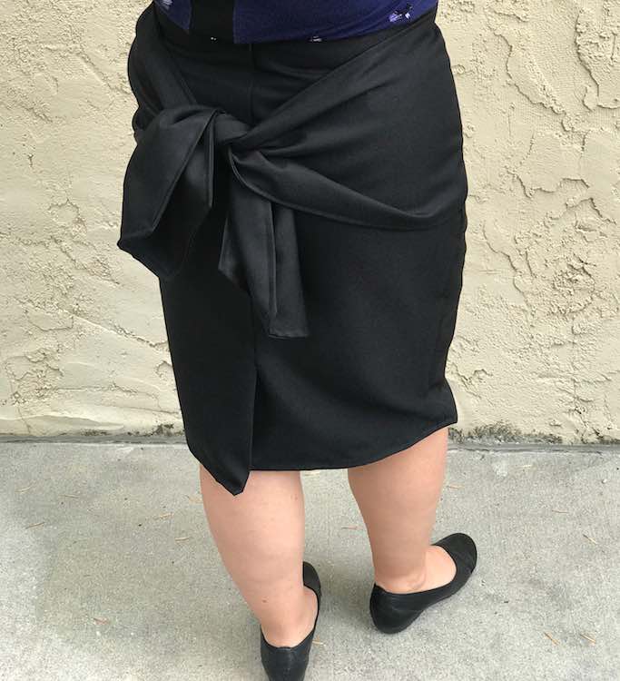 Full back view of the paige pencil skirt.