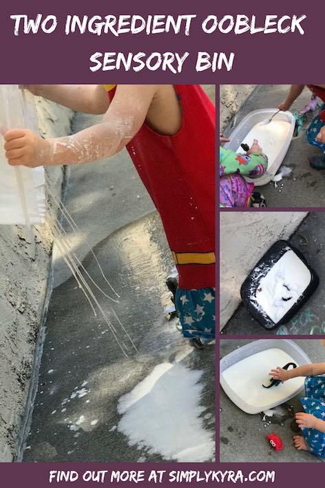 Create a fun sensory bin with only two ingredients required! All you need is cornstarch and water!