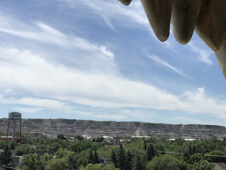 View of Drumheller to the left looking out.