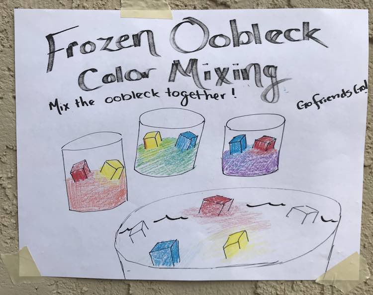 The sign for the oobleck station.