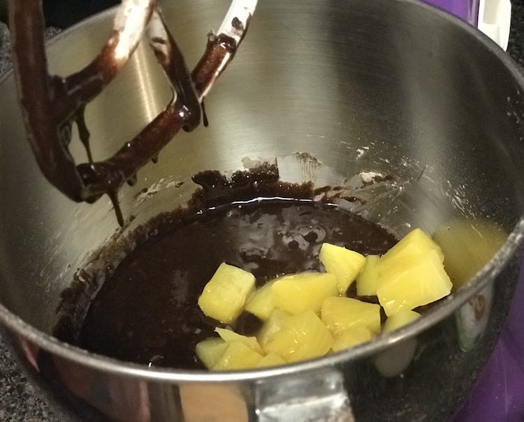 Added two thirds of a can of chunky pineapple to the first batch of brownie mix.