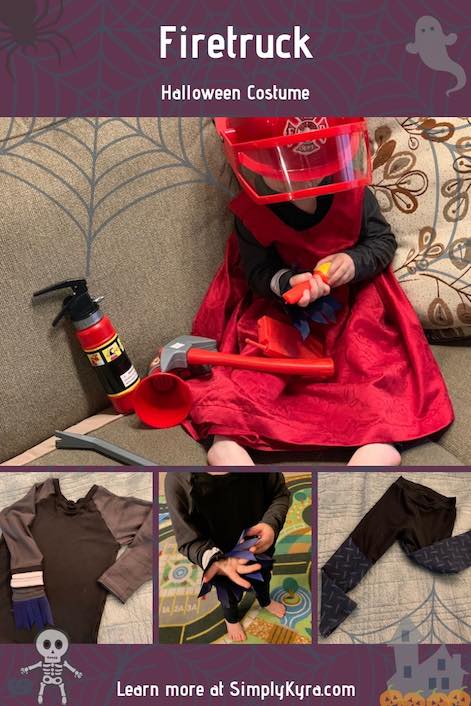 After looking around for Firetruck ideas I decided to make my own. Here is how we created our firetruck costume. Learn more at SImplyKyra.com.