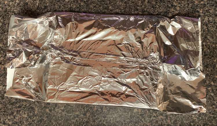 I then wrapped the cardboard in clean tinfoil making it a food safe plate to serve the pumpkin cheese ball on.