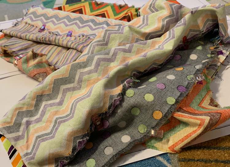 I repeated this with my polka-dotted fabric in between the two types of chevrons.