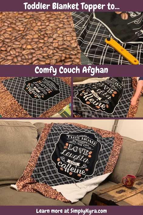Take a simple toddler blanket topper and easily turn it into a larger kid blanket... or a comfy afghan for couch. So easy that the hardest part is not letting your family steal it.