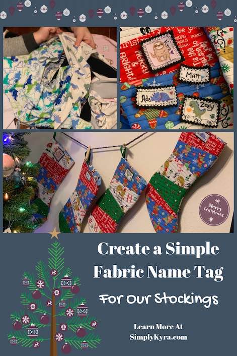 Are you looking to create a simple and adorable name tag? I took knit scraps and turned them into adorable labels for our Christmas stockings!
