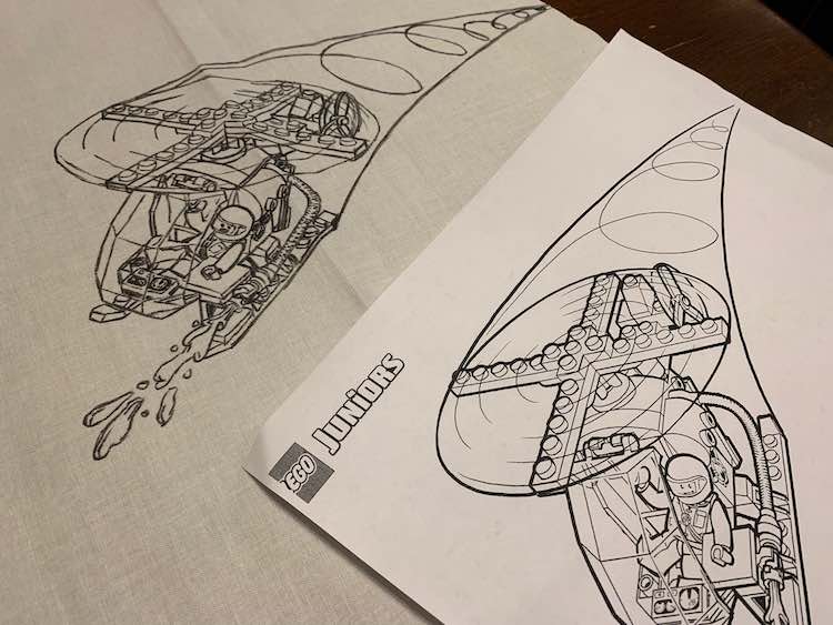 Coloring page and fabric helicopter.