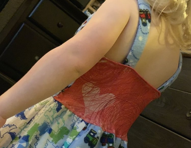 Back of Zoey's dress.