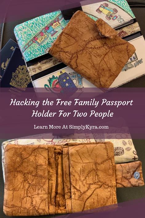 Do you need a passport holder for one or two people? Are you okay losing the entire width of the boarding pass space? I shortened the free Rebecca Page family passport wallet so you have something smaller to hold your passport while traveling.