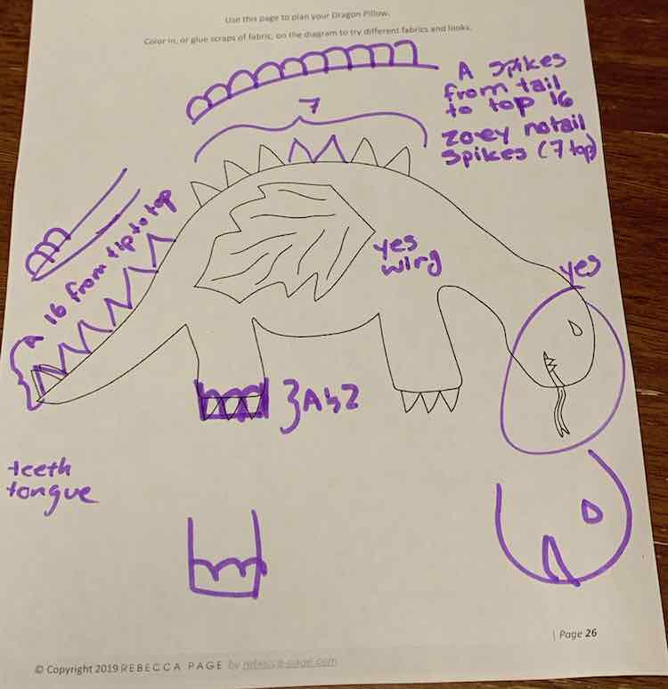 Overall blueprint of how both kids wanted their dinosaur to look like.